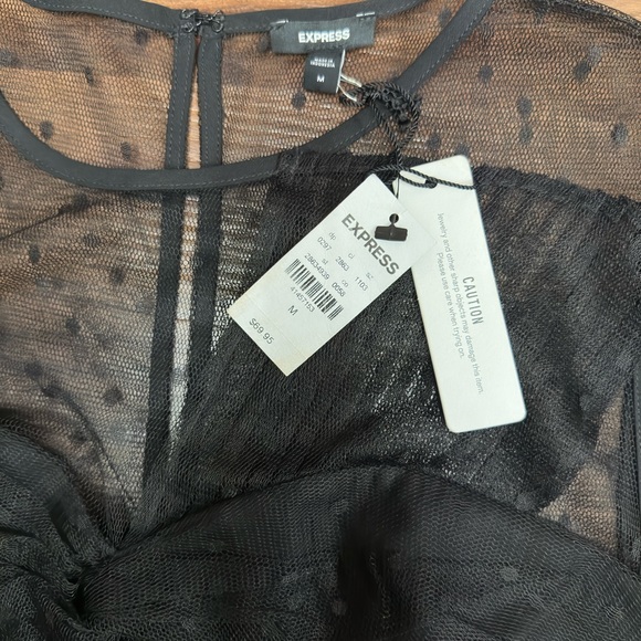 Express Tulle Polka Dot Twist Front Peplum Tank - Picture 4 of 4